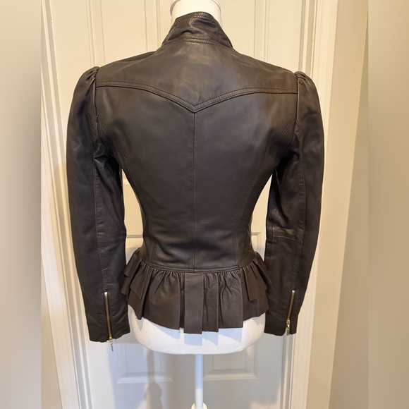 Ted Baker Great Dark Brown Leather Biker Jacket - Picture 4 of 7